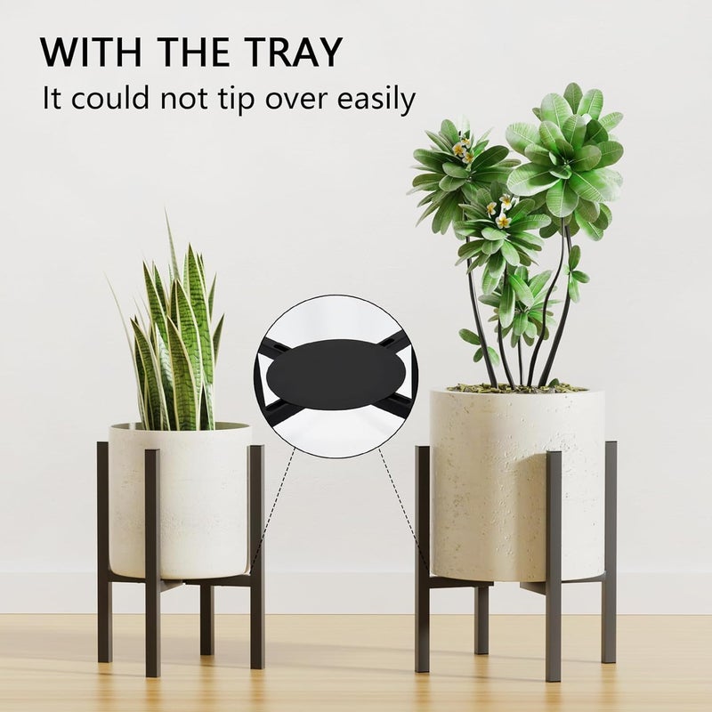 Linpla Adjustable Metal Plant Stand Indoor Outdoor - Fits 8 to 12 Inches Pots - Mid Century Modern Planter Stand Single Floor Flower Pot Holder Home Decor for Gardening Gifts - Image 5